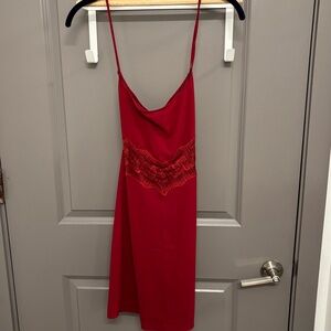Calvin Klein Lace Red Patterned Slip